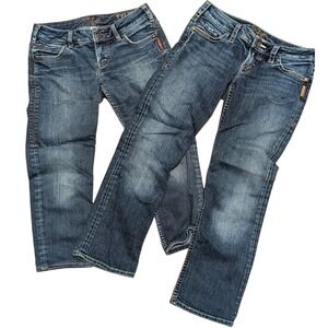 Silver Jeans Bundle 2 Capris 27 Faded Wash Cropped Leg 2 Pairs Santorini Tyler